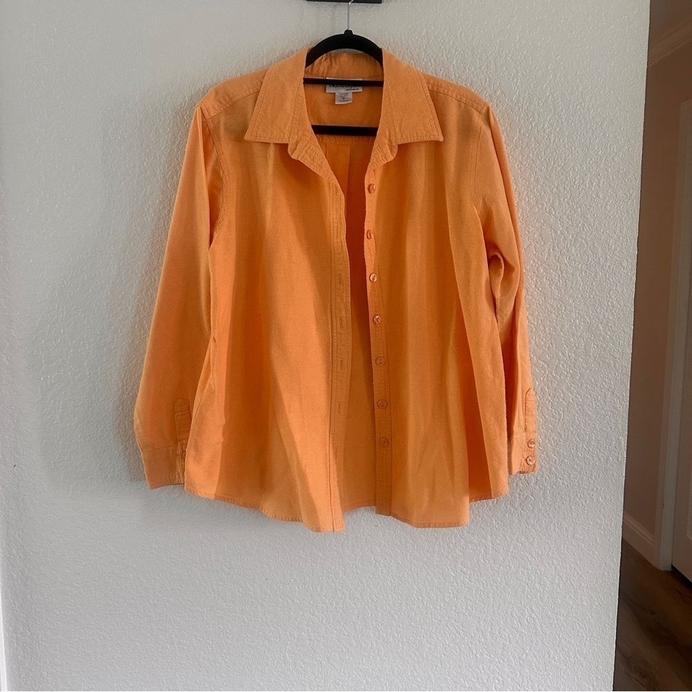 NorthStyle Orange Casual Woman’s Button Down Shirt 100% Cotton Bright & Happy